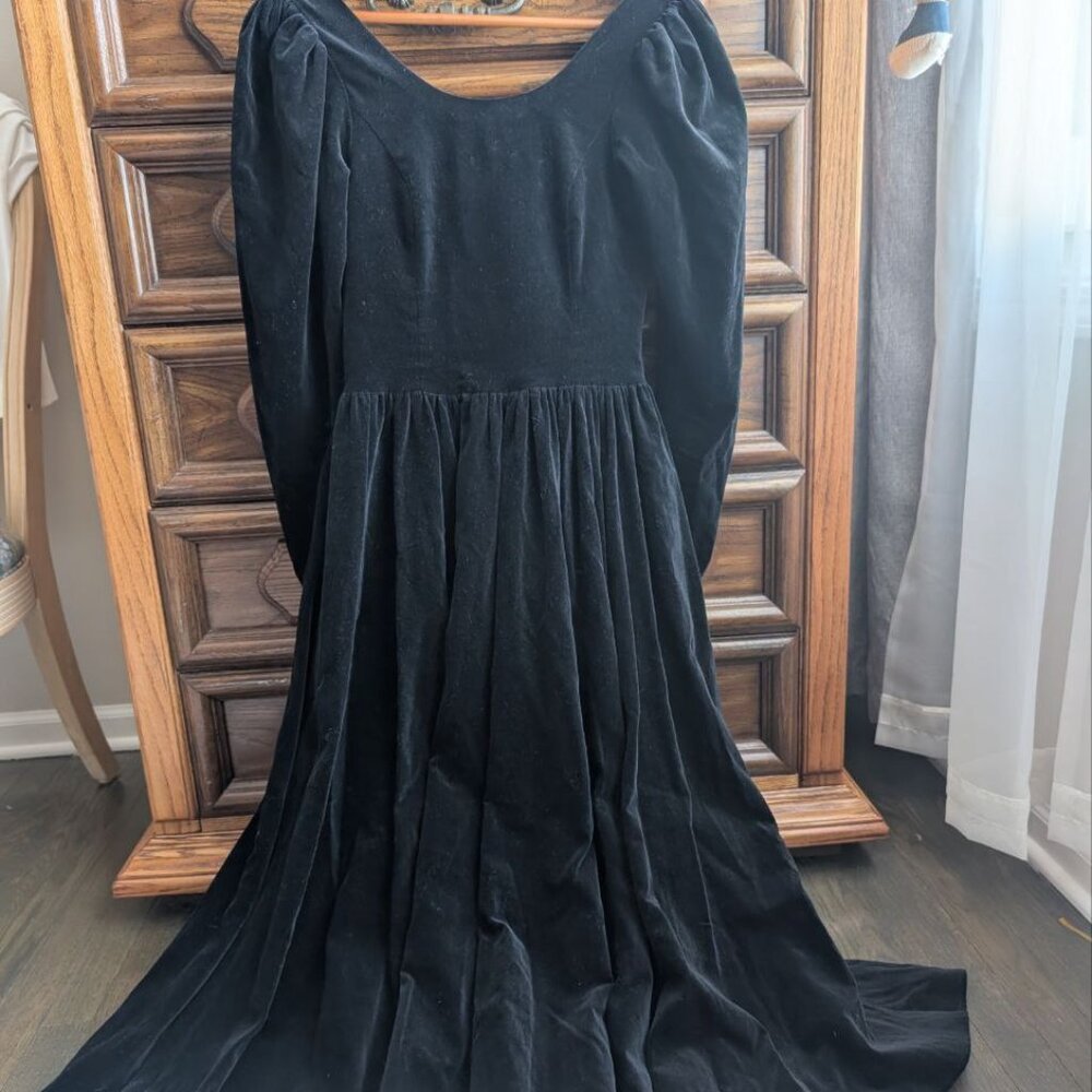 Vintage Laura Ashley Black Velvet Dress Puff Sleeves Size USA 6 / UK 8 / EUR 34 - Picture 17 of 17